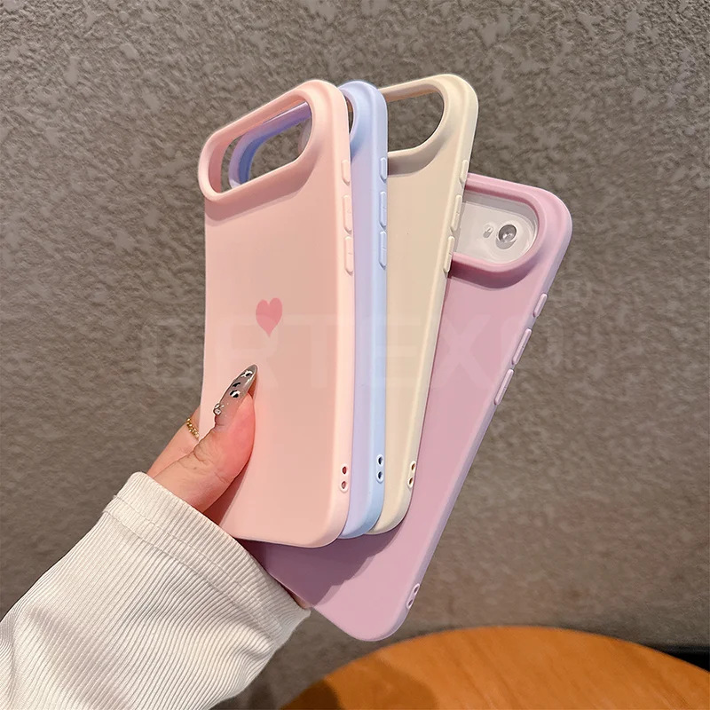 Sf15f38ab25a44f7f99582bf10ca58c44y.webp Matte Candy Color Love Heart Silicone TPU Soft Case For Iphone 17 Pro 17 Promax 17 Air Solid Color Frosted Shell 