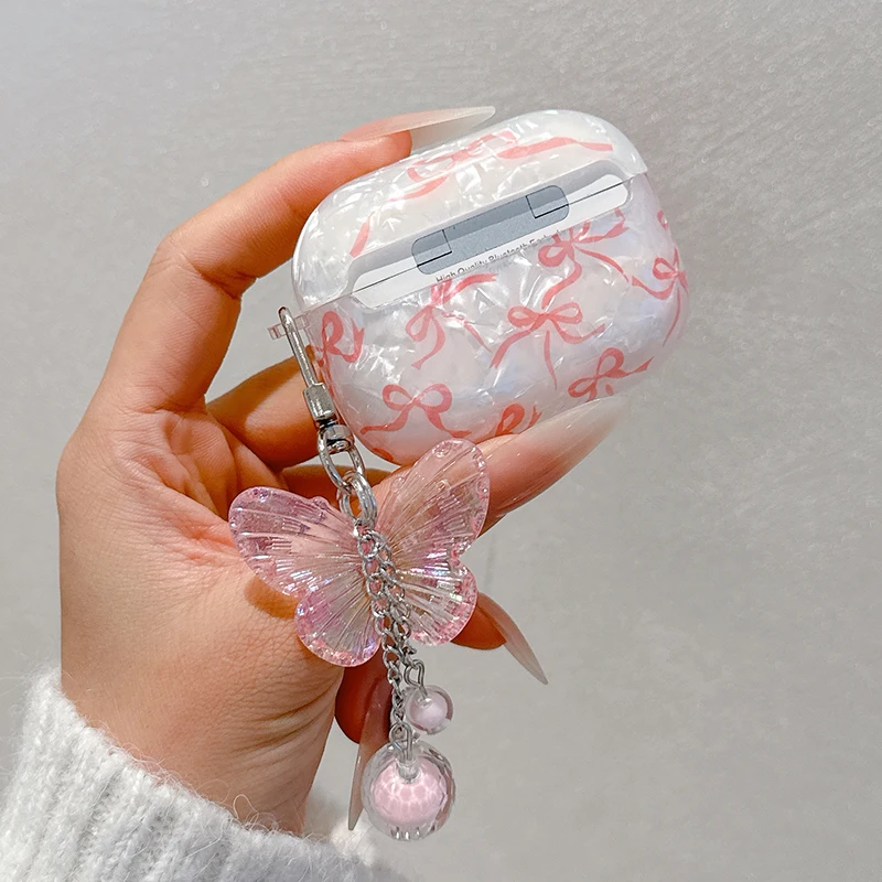 Sf234a2baaa654f57944fae8f52d7a4035.webp For Airpods 4 3 2 1 Case Cute Glitter Bow knot Shell pattern Crystal Soft Clear Earphone Cover For Airpods Pro 2 2nd Protective