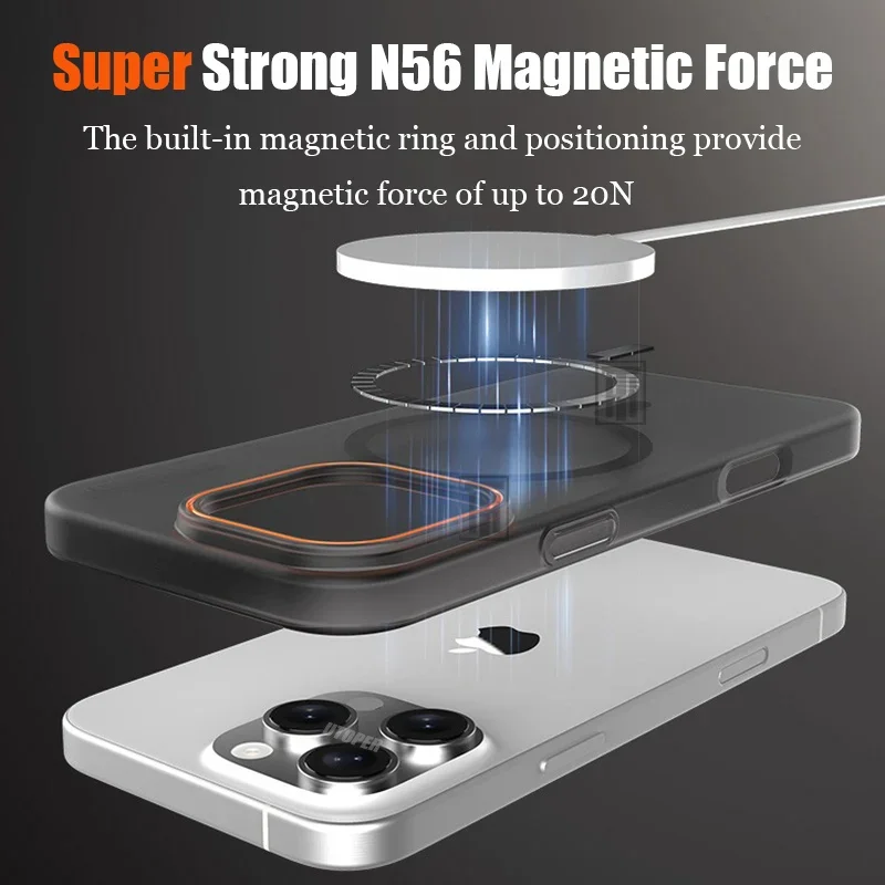 Sf2b43ca2defe4d68bf7aee66aec59daeB.webp New Ultra Thin Matte Magnetic Mobile Phone Case For iPhone 16 15 14 13 12 11 Pro Max Plus Translucent Hard PC Shockproof Cover