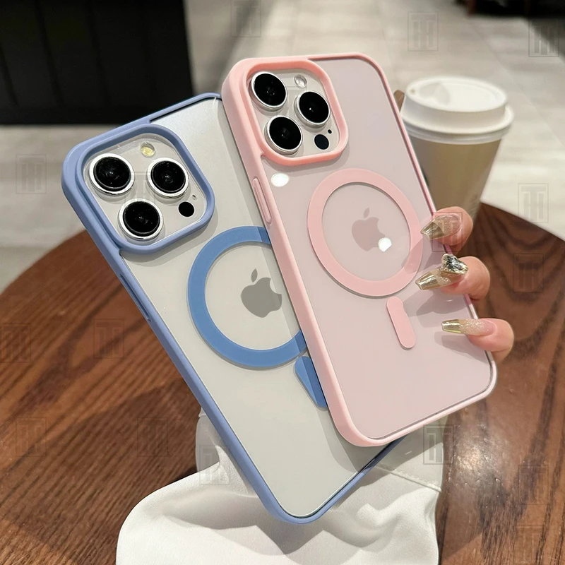 Sf2c3ed15b0504a908c1393ae6acc8cb7V.webp Official New Strong Magnetic Magsafe Phone Case for iPhone 16 15 14 13 12 11 Pro Max Plus Clear Pink Acrylic Protect Hard Cover