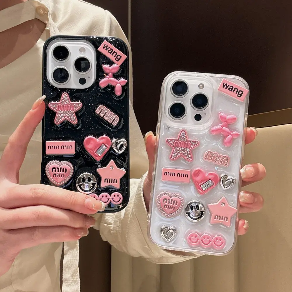 Sf2d300927c0e4b549315a1024b223c28Z.webp Cute 3D Love Heart Y2K Star Spicy Girl Phone Case For iPhone 15 14 13 11 12 Pro Max Epoxy Transparent Soft Shockproof Cover