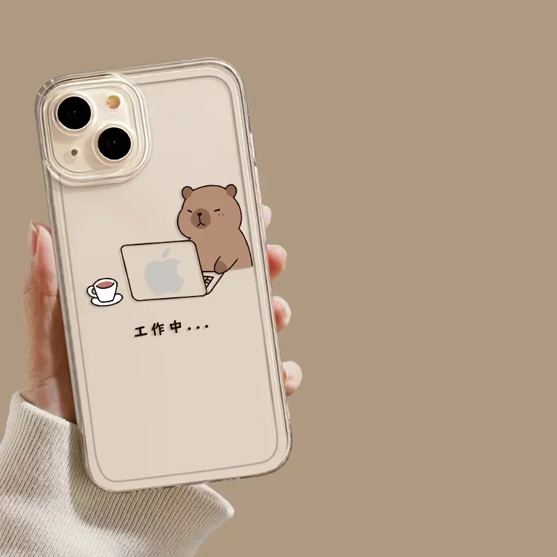 Sf31c0b1e7b734f72aa01ee7816d12210g.webp Funny Cartoon Capybara Phone Case For iPhone 16 15 13 11 12 14 Pro Max Mini 7 8 Plus SE X XS XR 16E Shockproof Transparent Cover