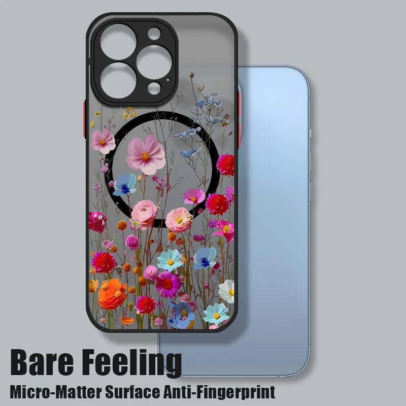 Sf4007855fe3b448ea8977193c736f140m.webp Magnetic Colorful Flower Phone Case For iPhone 17 15 16 Pro Max 14 13 12 Pro Air 11 For Magsafe Wireless Charge Soft Edge Cover