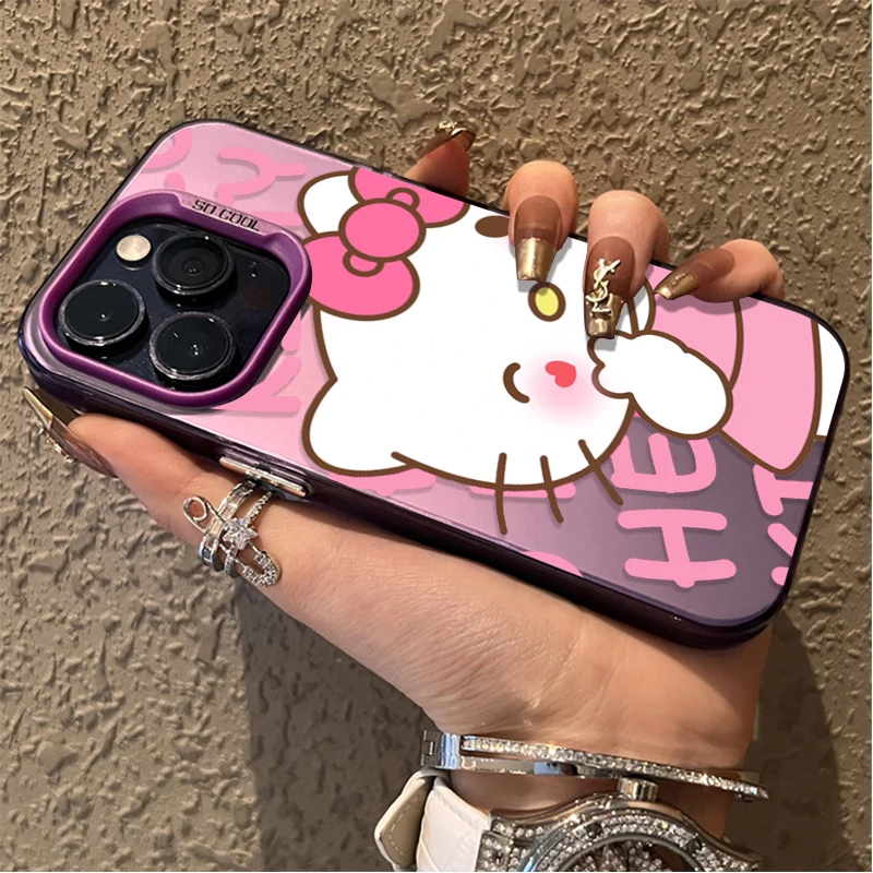 Cute Kitty Cartoon Cat Case for iPhone 17 16 15 14 13 12 11 Pro Max Plus 17 Air 16E X XR XS Max Hard Shockproof Bumper Cover
