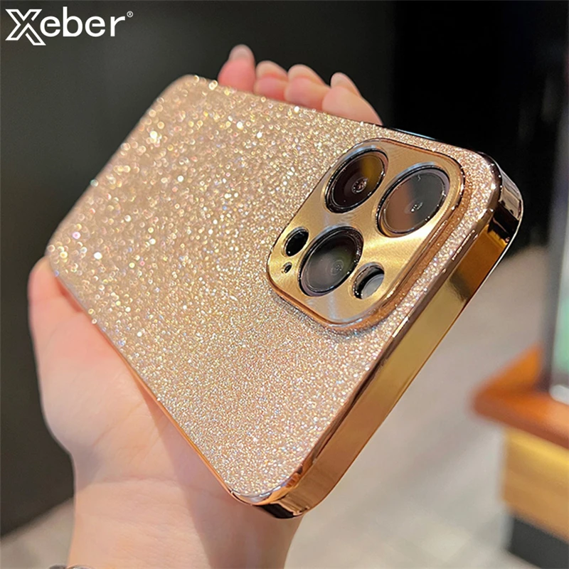 Sf4e095b882c949cfa2550d9c429b79d6T.webp Luxury Plating Bling Glitter Rhinestones Gem Diamond Phone Case For iPhone 17 16 15 13 12 11 14 Pro Max Camera Protection Cover