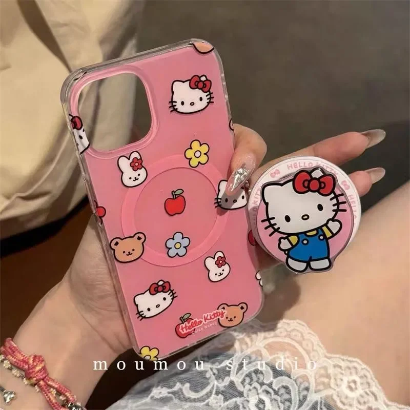 Sf50f48f5928f44188c4750ee39d4d011J.webp Cute Kitty Cartoon Cat Magnetic Grip Holder Magsafe Wireless Charge Chain Case For iPhone 17 Air 16 15 12 Pro Max 14 Plus 13 Mini