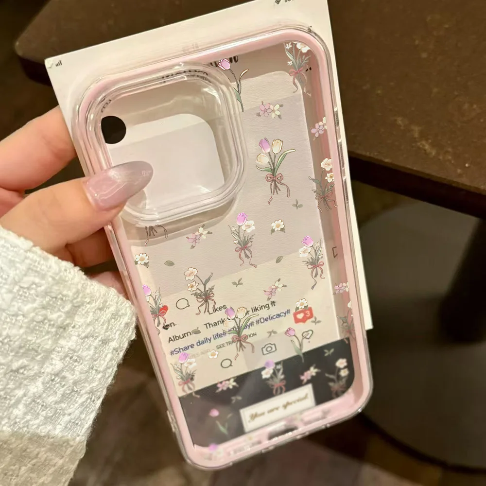 Sf5587c53c43e4beb9451b6c1d07e5f88p.webp 2 in 1 Candy Color Phone Case For iPhone 11 16 17 Pro Max 13 15 14 12 17 Air 17promax Soft TPU Transparent Flower Funda Cover