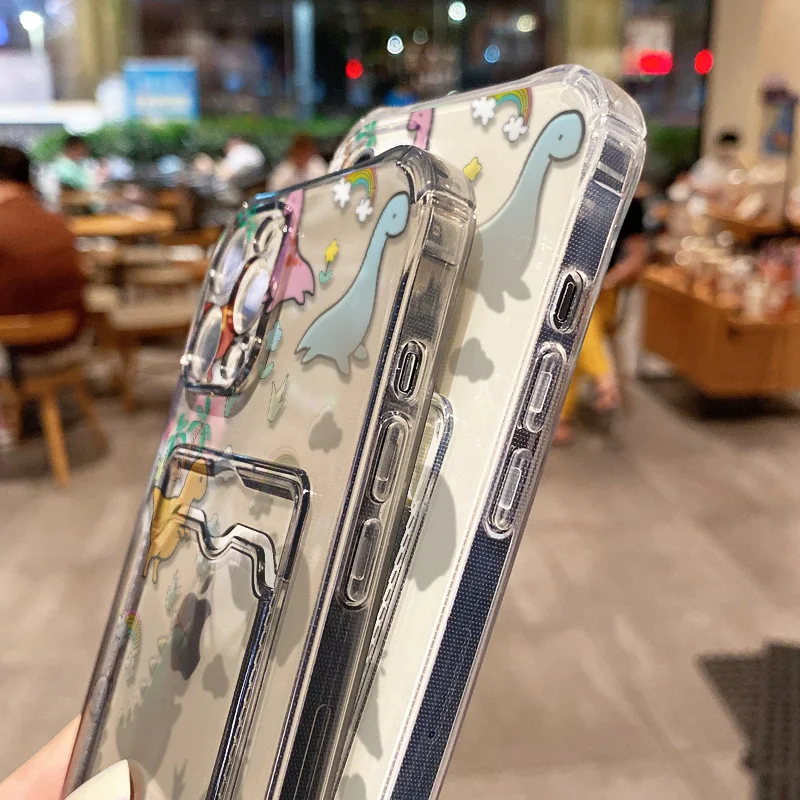 Sf7e7481fcb794ba0a353d358ce46746fq.webp Cute Dinosaur Silicone Phone Case For iPhone 15 13 17 11 12 14 16 Pro Max 7 8 Plus XR XS SE 2020 Card Slot Bag Holder Soft Cover