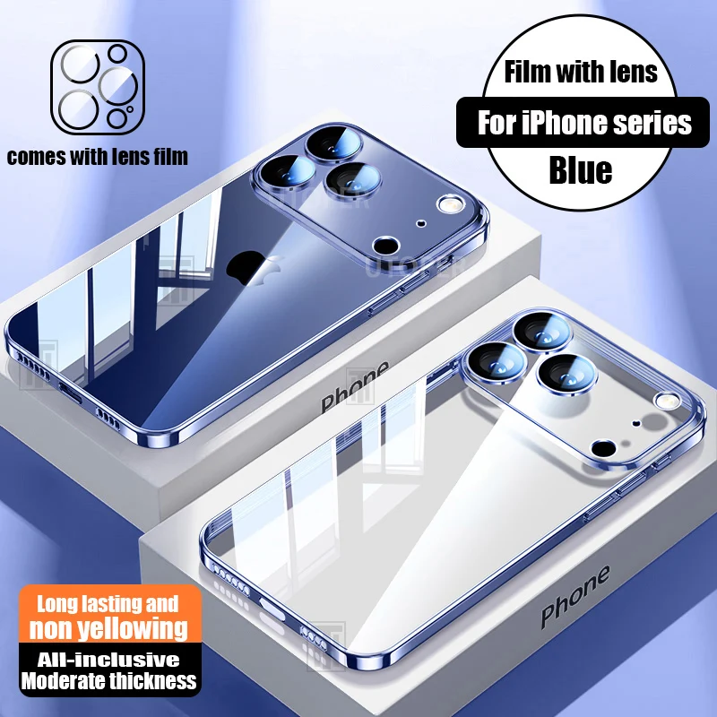 Sf995ac51e63c4e17a694d3088ad651adz.webp New Full Lens Protect Ultra Thin Transparent TPU Plating Case for iPhone 17 Air 16 15 14 13 12 11 Pro Max Plus Soft HD Cover