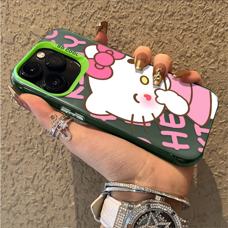 Cute Kitty Cartoon Cat Case for iPhone 17 16 15 14 13 12 11 Pro Max Plus 17 Air 16E X XR XS Max Hard Shockproof Bumper Cover