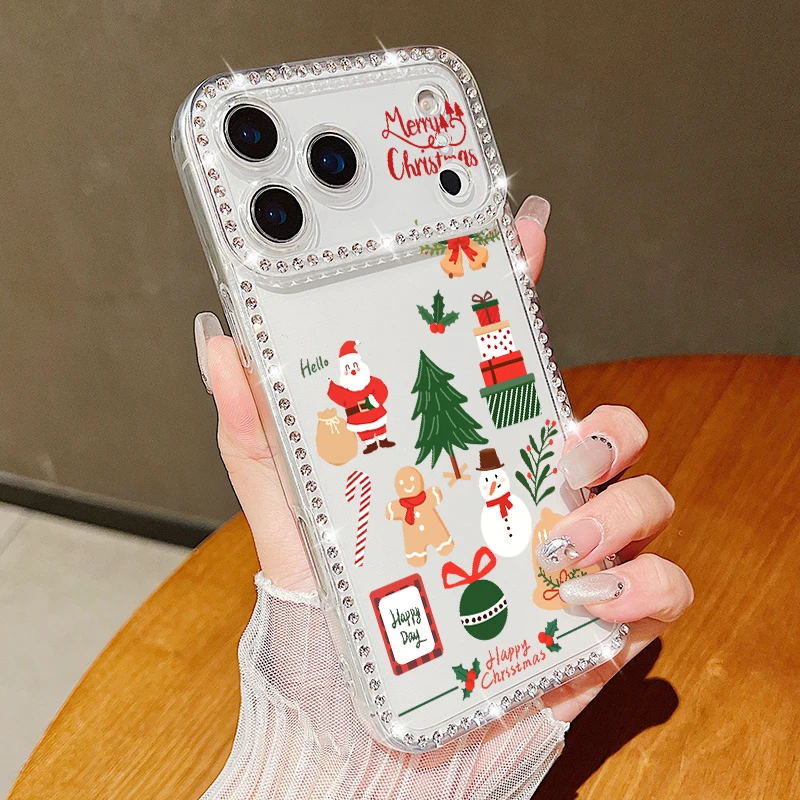Sfa224cae7e904a2aa16b54328b9098aa2.webp For iPhone 17 Pro Max Case Christmas Elk Santa Claus Diamond Cover For iPhone 13 14 15 12 11 16e 17 Air Funda iPhone 16 Pro Max