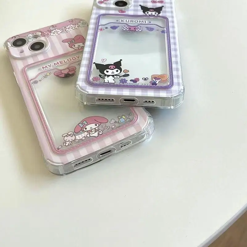 Cute Cartoon Kuro Melo Card Holder Slot Bag Soft Silicone Phone Case For IPhone 16 15 14 13 12 Mini 17 Pro Max Plus 16e 17 Air Soft Cover