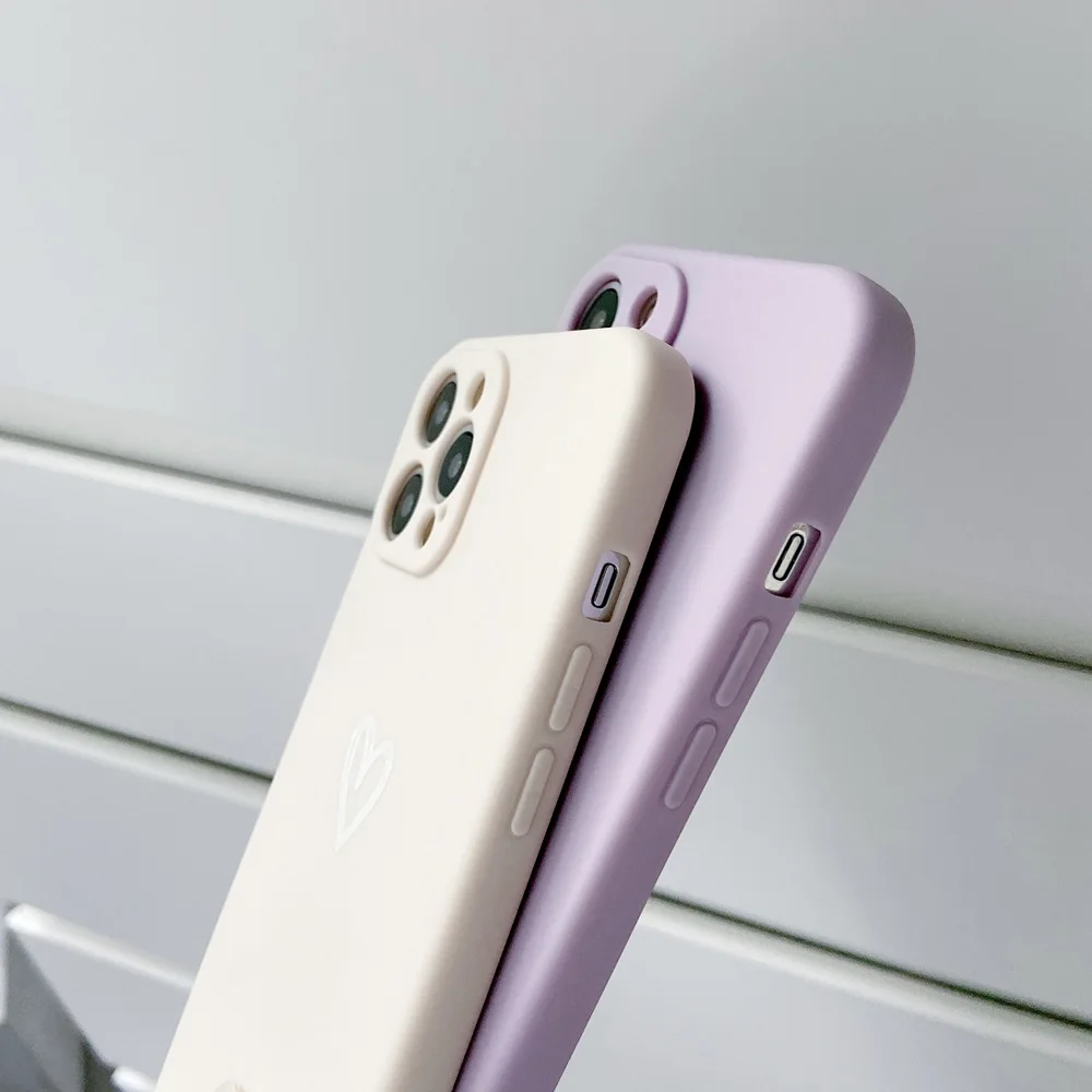 Sfa86b16407d8411b9849215db7e3e1c40.webp Cute Love Heart Soft Bumper Phone Case For iPhone 17 16 15 14 13 12 11 Pro X XR XS Max 8 7 Plus Mini Candy Matte Shockproof Cover