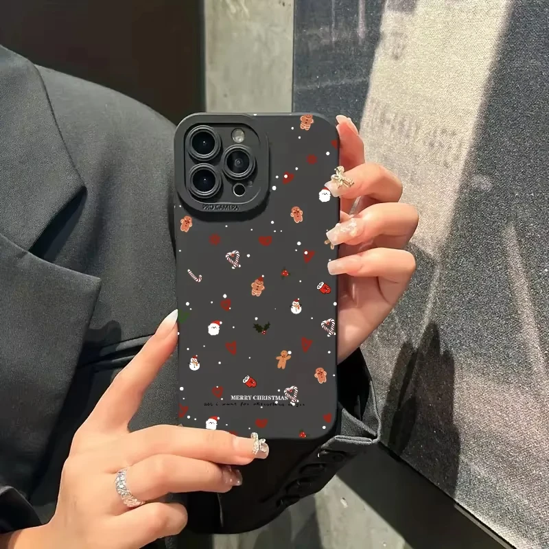 Cute Christmas Pattern Phone Case For iPhone 11 12 13 14 15 16 17 Pro Max 17 Air 16E XS X XR 7 8 Plus SE Shockproof Soft Cover
