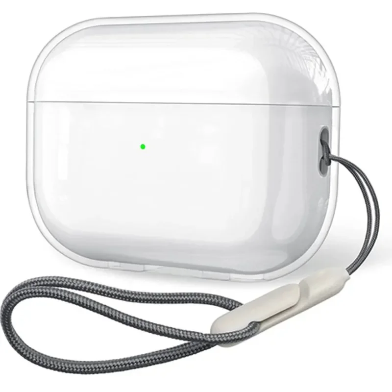 Clear Soft TPU Earphone Case for Airpods 4 3 2 1 Pro Pro2 Pro 3 Shockproof with Lanyard Strap for Airpods 4 Charging Case Cover
