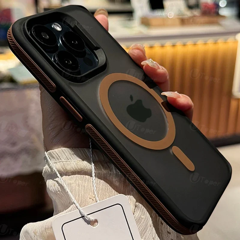 Sfcb98f7a945b466bb4ff9a9083ea0839X.webp New Bicolor Matte Frosted Magnetic Phone Case For iPhone 17 Air 16 15 14 Plus 13 12 11 Pro Max Shockproof Bumper Hard Cover