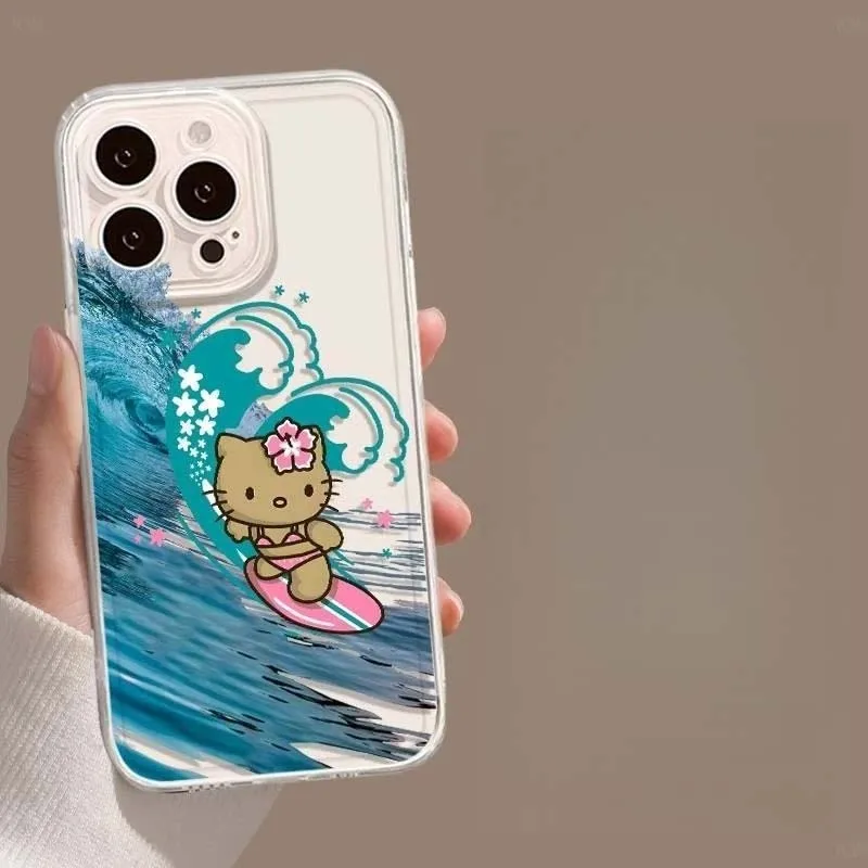 Kawaii Kitty Cartoon Cat Phone Case For IPhone 17 16 14 13 11 Pro Max 15 Plus 12 Mini 16E Air Cartoon Fashion Cover