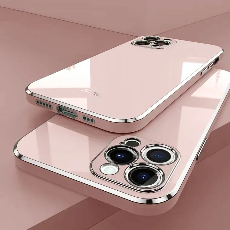 Sfe47f591128d4090bbd0d9ef1e442304X-4.webp Luxury Solid Color Silicone Soft Case iPhone 16 15 14 11 12 13 Pro Max Mini 16 Plus Plating Glossy Shockproof Protect Cover