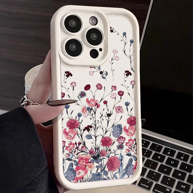 Sfe78f05aa50d4a0cbd0bd246035b0b98o.webp Retro Flower Case For iPhone 16e 17 Air 16 15 14 Pro Max Plus 13 12 Pro Max 11 Shockproof Soft Silicone TPU Phone Back Cover