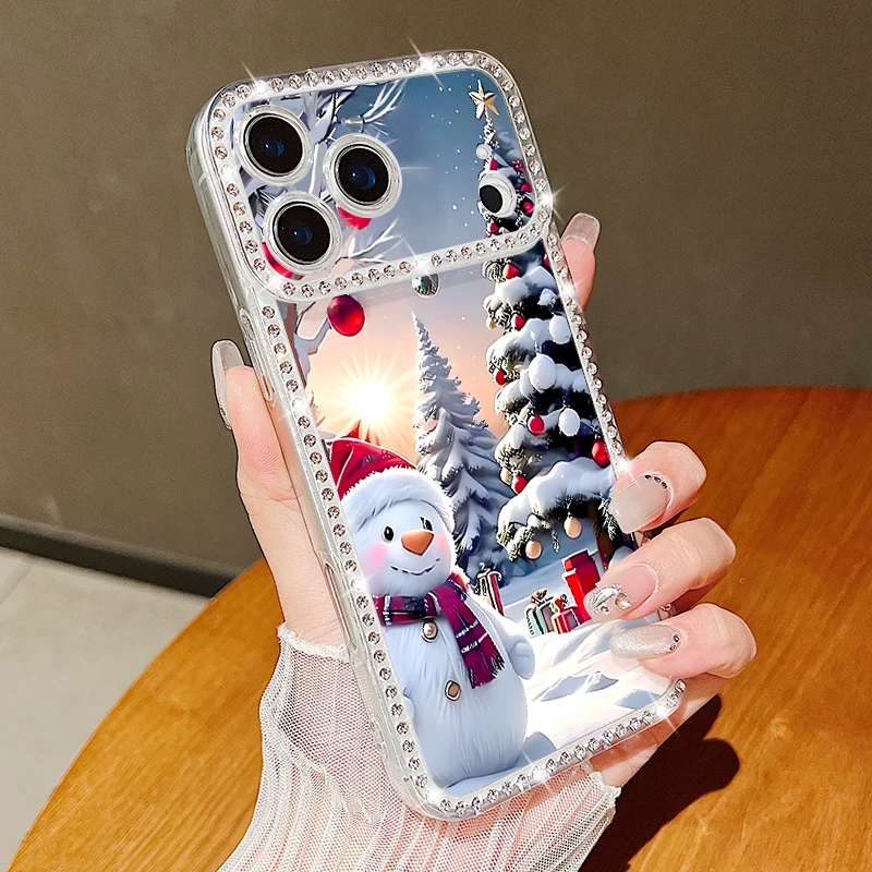 Sfed4d18c602048e9aa1d2c29df77fb35Q.webp For iPhone 17 Pro Max Case Christmas Elk Santa Claus Diamond Cover For iPhone 13 14 15 12 11 16e 17 Air Funda iPhone 16 Pro Max
