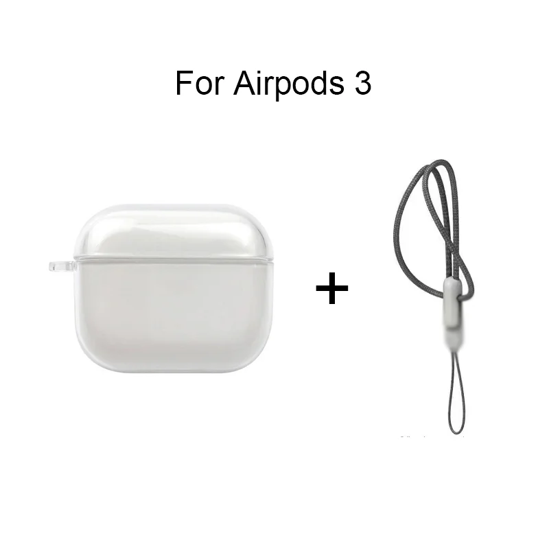 Clear Soft TPU Earphone Case AirPods 4 3 2 1 Pro Pro2 Pro 3 Shockproof with Lanyard Strap AirPods 4 Charging Case Cover