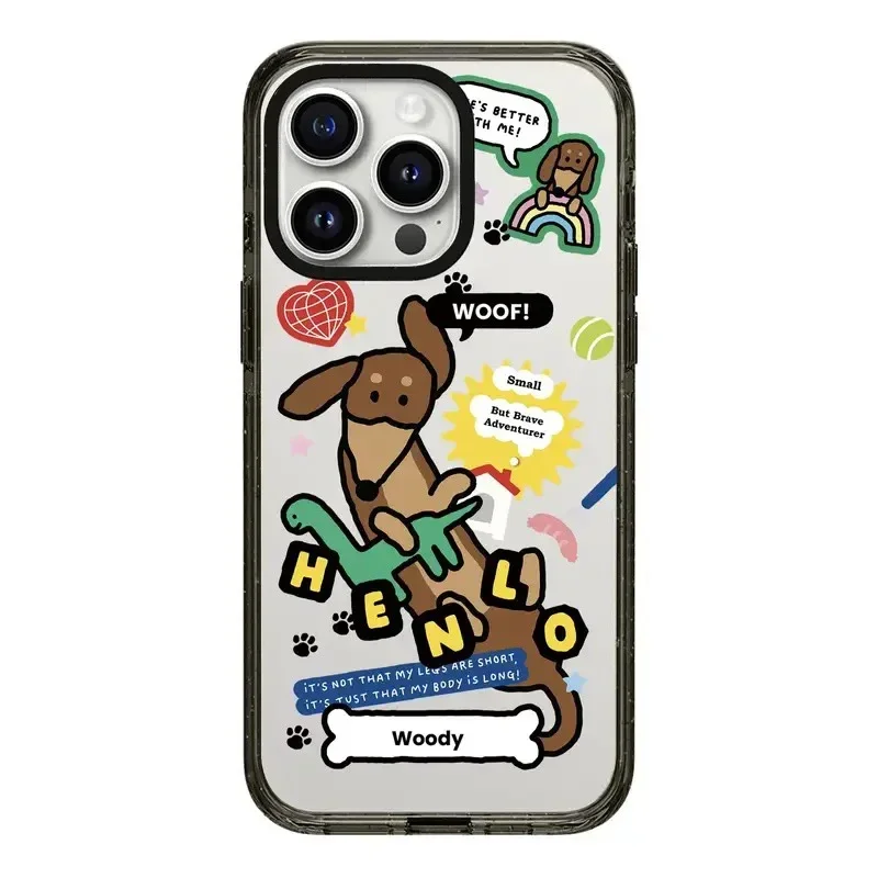 Cartoon Dinosaur Black Border 2.0 Acrylic Phone Case Cover for IPhone 12 13 14 15 16 17 Pro Max Case