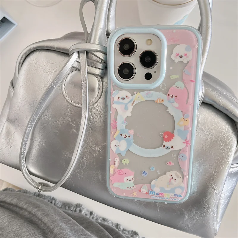 Sff3f4f407b134d349979130f18710837V.webp Cute Dolphin Shaking Bracket Magnetic Phone Case For iPhone 17 16 Pro 15 14 Pro Max Cover with Stand Holder Cases for Magsafe