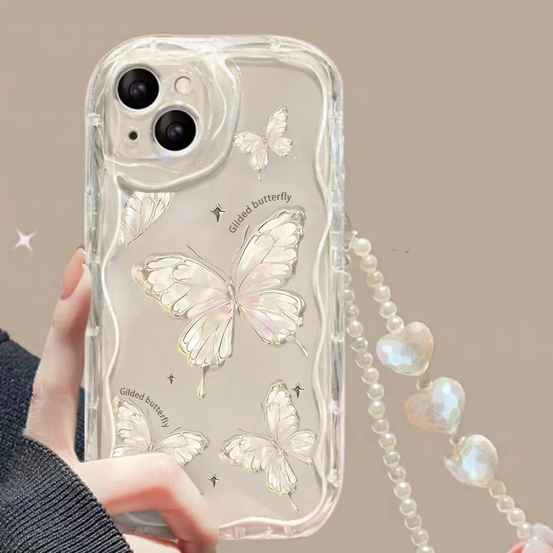 Sff65b3b9475d457693b433359d6e70b48.webp Phone Case For iPhone 17 16 15 Pro Max 14 11 13 12 Mini Plus 16E 17 Air IPhone17 Back Cover Flower Bracelet Wrist Chain Strap