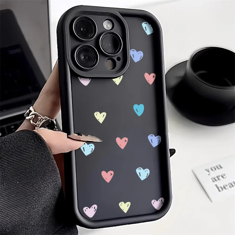 Cute Little Love Heart Phone Case For iPhone 17 Case iPhone 11 13 12 14 15 16 Pro Max X XS XR 7 8 Plus SE 2 Soft Silicone Cover