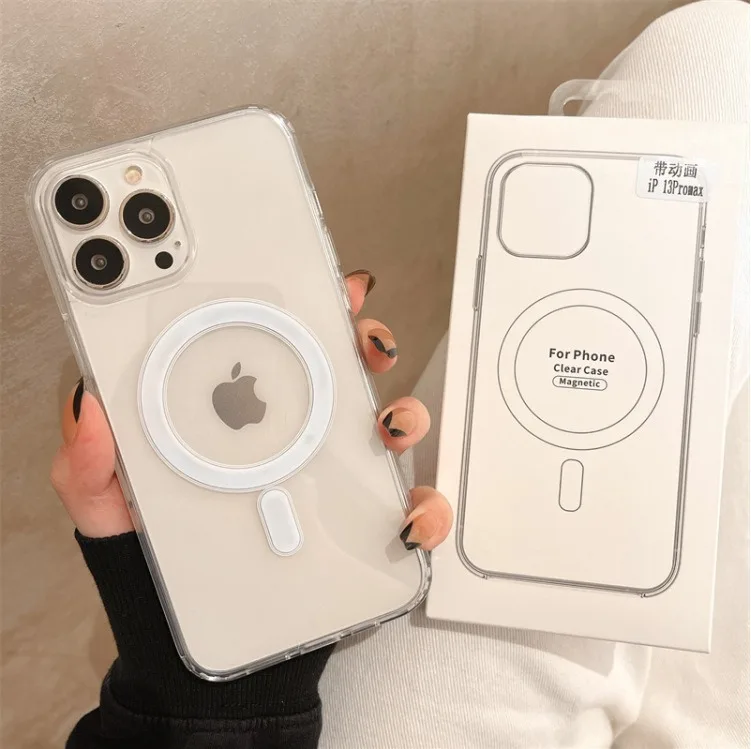 Sfff94be1df46418f899a2329282a72cft.webp Clear Acrylic PC Phone Case For iPhone 15 14 13 12 11 Pro Max Plus Magsafe Magnetic Wireless Charge Cover