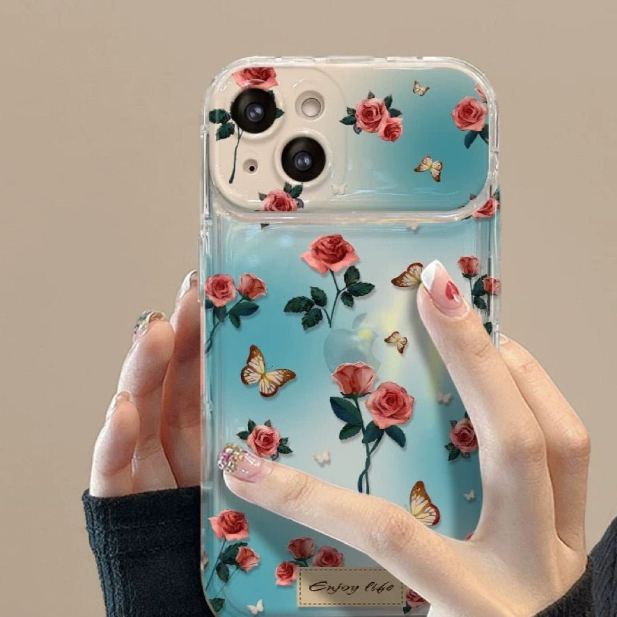 Flip mirror retro rose phone case
