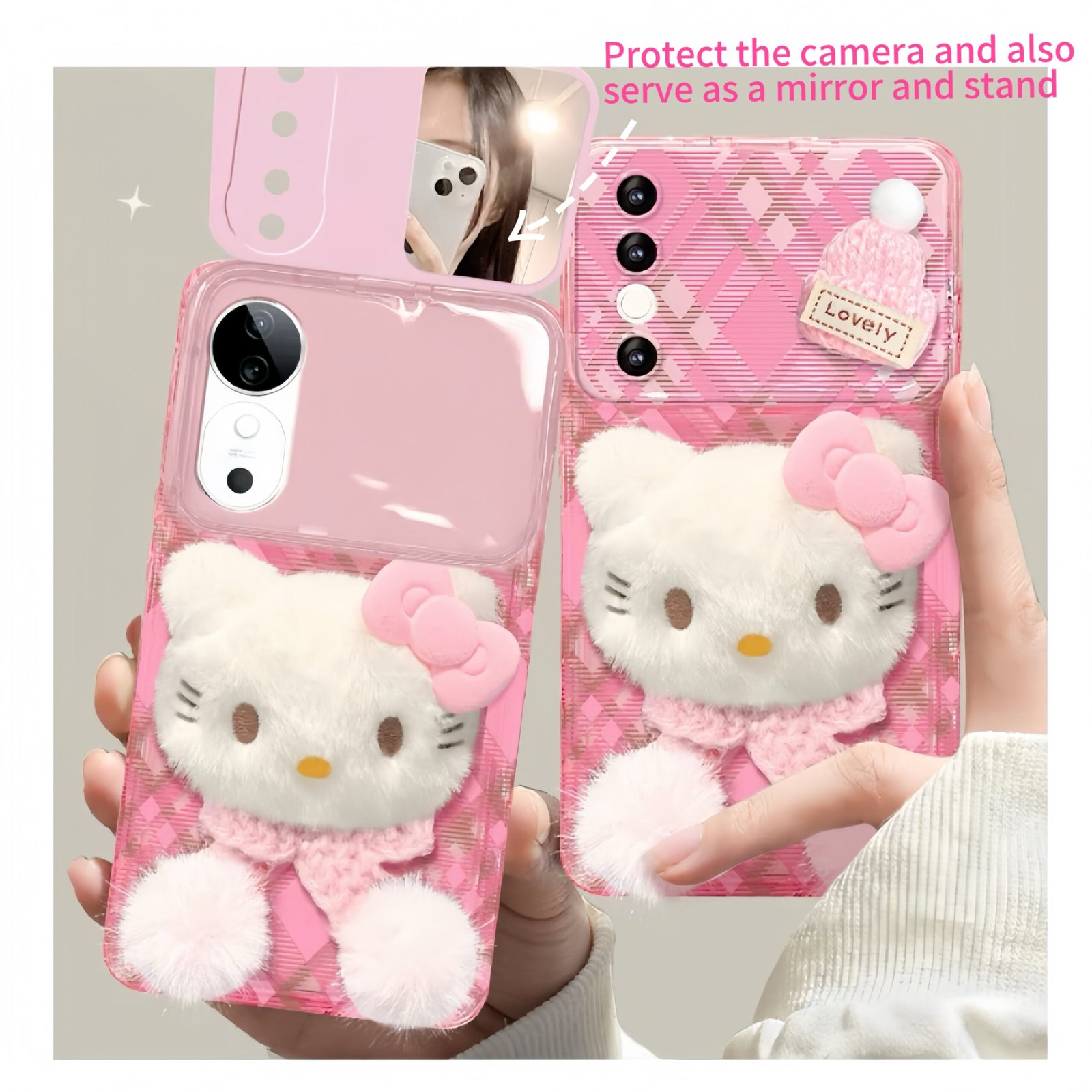 1726A68140B52140522034537B835059.jpg Pink Kitty Flip Phone Case with Mirror and Stand