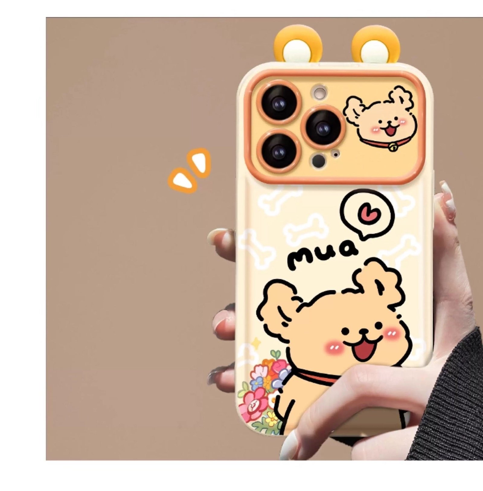 208B6117AD8ABBB4553136D970B22E96.jpg Puppy Flip Phone Case with Mirror and Stand
