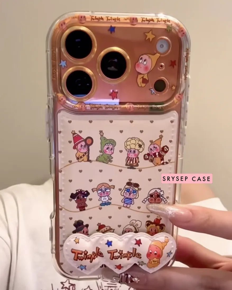 Cute Twinkle Heart Kickstand Phone Case For iPhone 17 16 15 14 13 Pro Max Plus