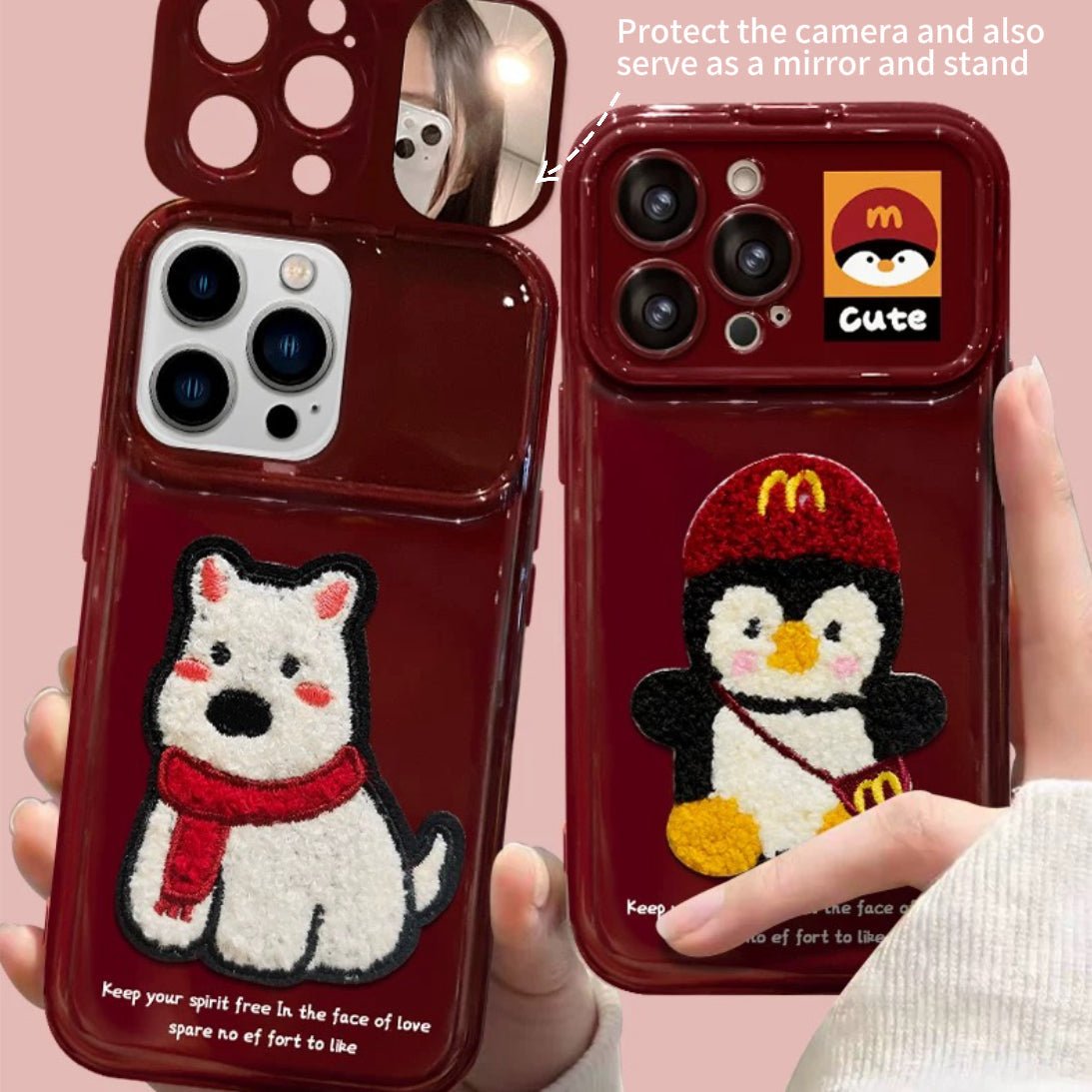 5B6F9D98EB227BC85A5445553150D91E.jpg Puppy/Penguin Flip Mirror Phone Case