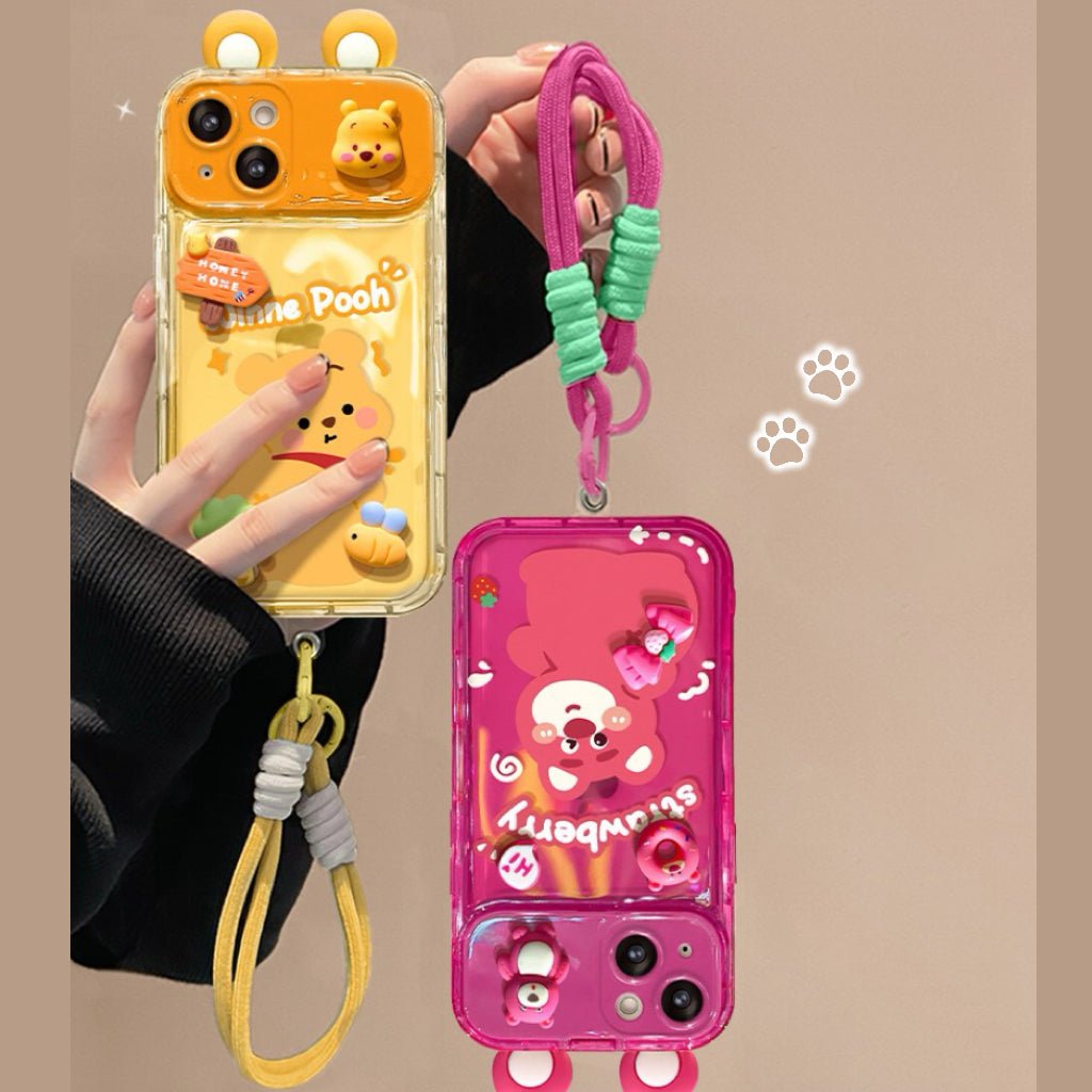 5E868C05E0659D69CDEB5B11A485AC5F.jpg Strawberry Bear + Winnie the Pooh flip phone case (with mirror and stand)