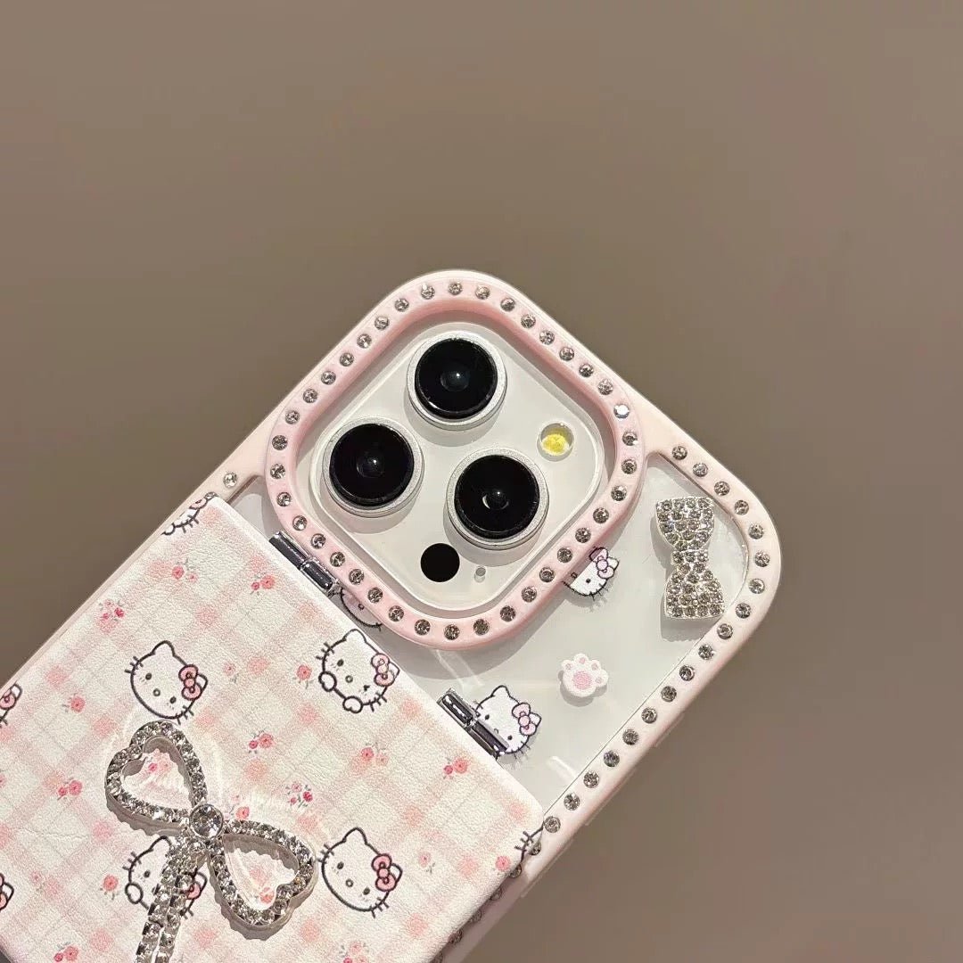 638C4EE1-84DF-4BA2-B5CF-6B0819C45A8A.jpg Pink Kitty Phone Case with Crystal Bow Chain Makeup Mirror Holder