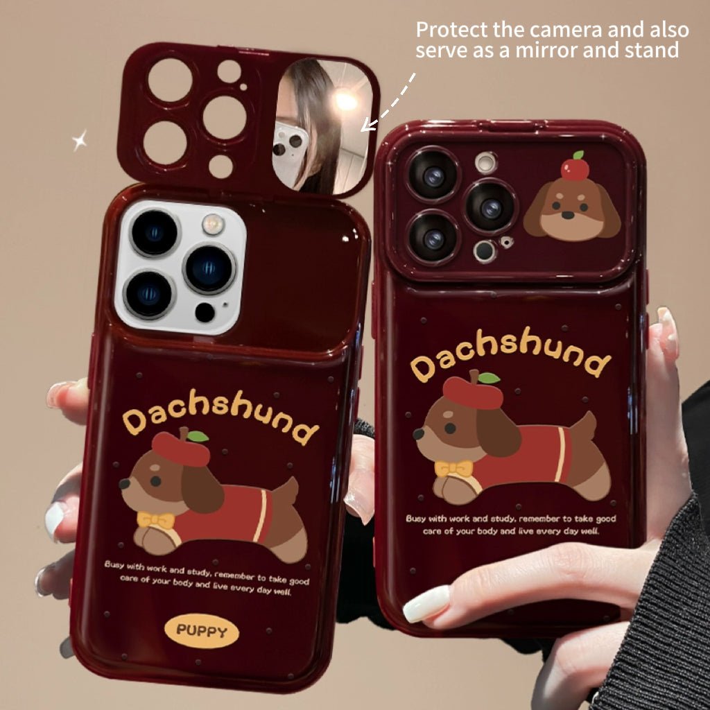 6C6E4E7D413B5FAB5606218502E662E3.jpg Dachshund Flip Phone Case with Mirror and Stand