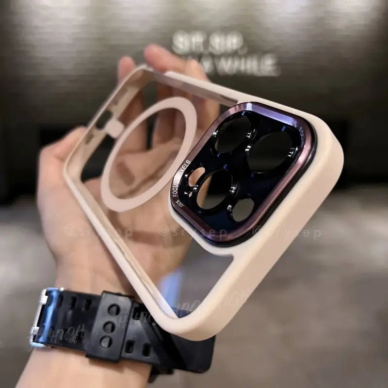 Candy Color Thickened Lens Protection Clear Magnetic Phone Case for iPhone