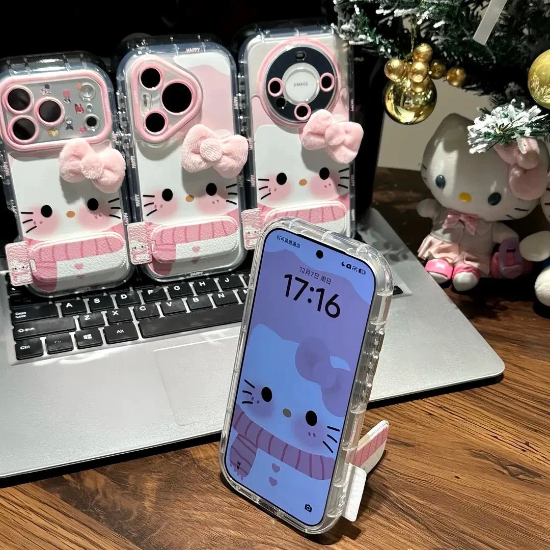 Bow scarf, Kitty cat mirror stand, phone case