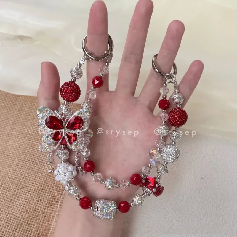 8_25b98b84-b439-47c5-a67b-7886018a532f.jpg Handmade Diamonds Butterfly Crystal Beads Charm for All Phone Case Pad Case Bumper, DIY Keychian Bag Chain