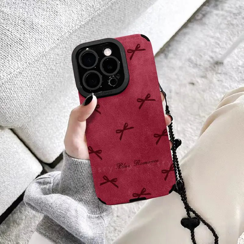 BowPhoneCaseforiPhoneSuedeBackCover00003.jpg Bow Phone Case for iPhone With Leather Charm Suede Back Cover