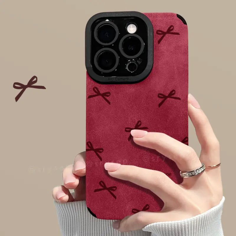 BowPhoneCaseforiPhoneSuedeBackCover00004.jpg Bow Phone Case for iPhone With Leather Charm Suede Back Cover