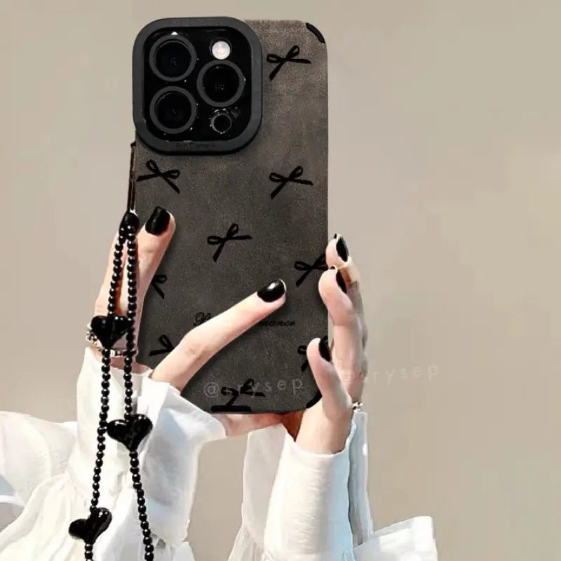 BowPhoneCaseforiPhoneSuedeBackCover00005.jpg Bow Phone Case for iPhone With Leather Charm Suede Back Cover