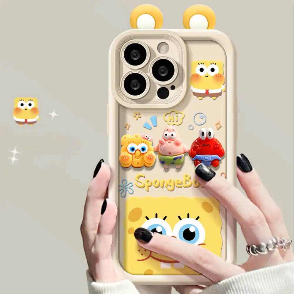 Cute SpongeBob Phone Case For iPhone Cartoon Back Cover With Patrick Chain 2 Cute SpongeBob Phone Case For iPhone Cartoon Back Cover With Patrick Chain