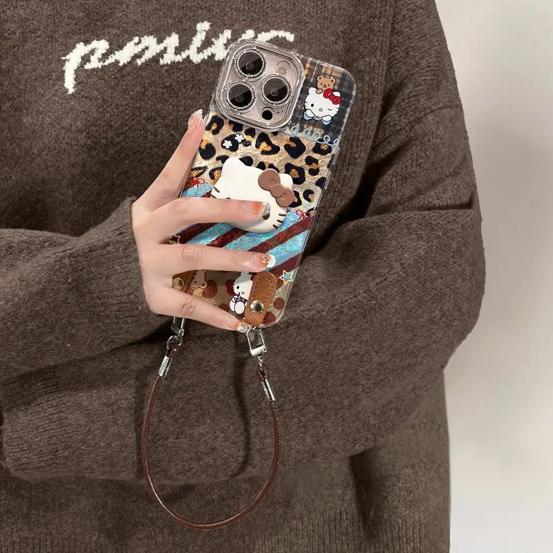 Cute 3D Kitty Leopard Phone Case For iPhone With Charm