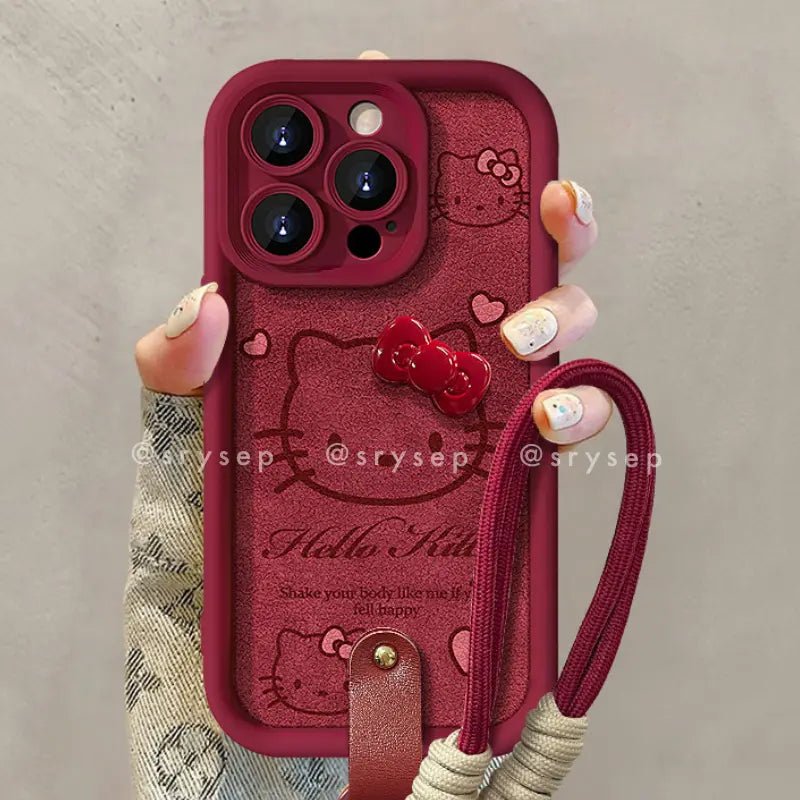 CuteBowKittyLeatherPhoneCaseForiPhoneWithCharm00004.jpg Cute Bow Kitty Leather Phone Case For iPhone With Charm