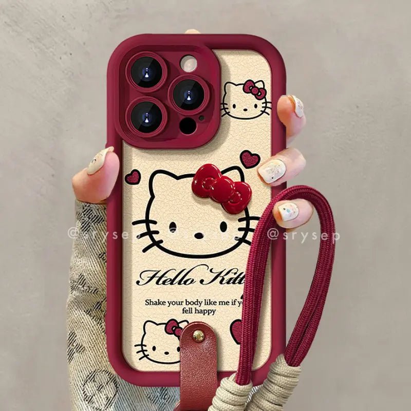 CuteBowKittyLeatherPhoneCaseForiPhoneWithCharm00005.jpg Cute Bow Kitty Leather Phone Case For iPhone With Charm