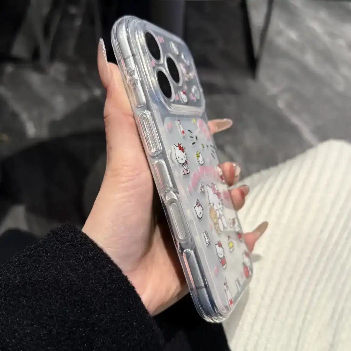 CuteKittyCornerAirbagAnti-DropProtectionClearTPUiPhoneCase2_1.jpg Cute Kitty Corner Airbag Anti-Drop Protection Clear TPU iPhone Case With Kitten Bracelet