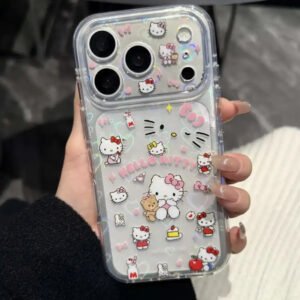 Cute Kitty Corner Airbag Anti-Drop Protection Clear TPU iPhone Case With Kitten Bracelet
